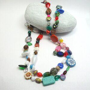 Vintage bead necklace on silk